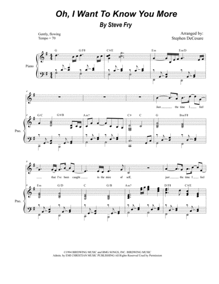 Free Sheet Music Oh I Want To Know You More For Vocal High Medium Score
