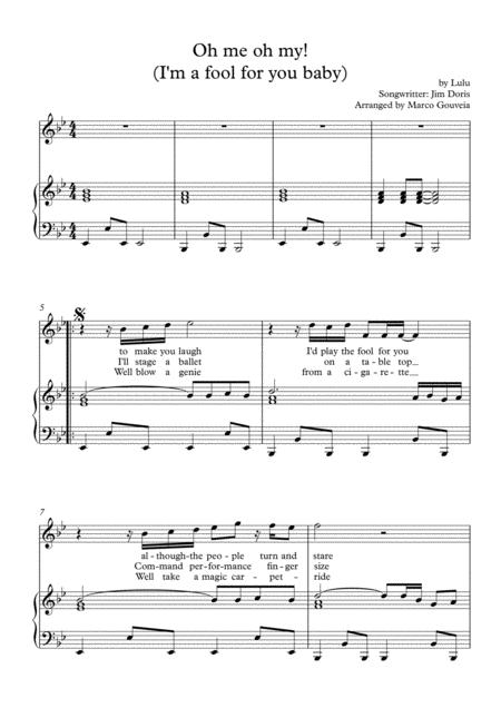 Free Sheet Music Oh Me Oh My I M A Fool For You Baby By Lulu Voice And Piano