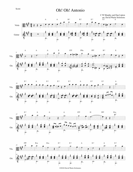 Free Sheet Music Oh Oh Antonio For Viola And Guitar