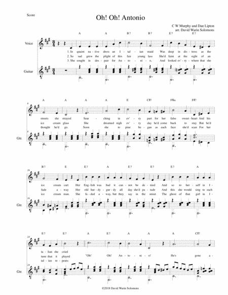 Free Sheet Music Oh Oh Antonio For Voice And Guitar