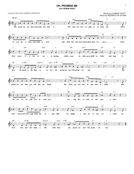 Free Sheet Music Oh Promise Me