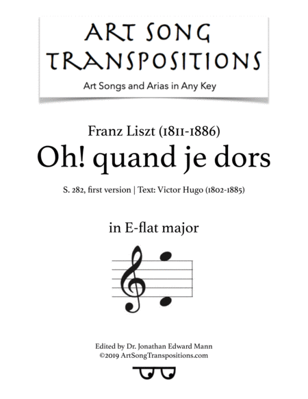 Oh Quand Je Dorss 282 E Flat Major First Version Sheet Music