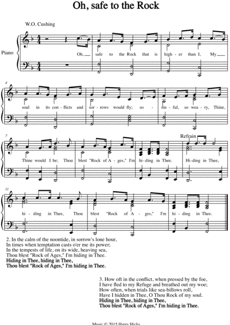 Free Sheet Music Oh Safe To The Rock A New Tune To A Wonderful Old Hymn