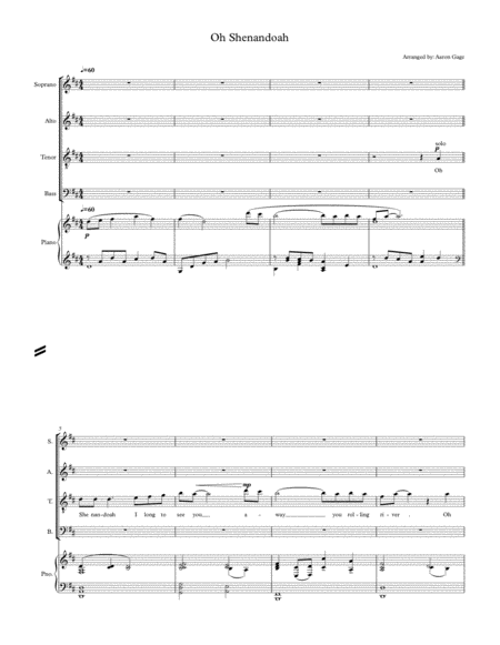 Free Sheet Music Oh Shenandoah For Ssaattbb Choir