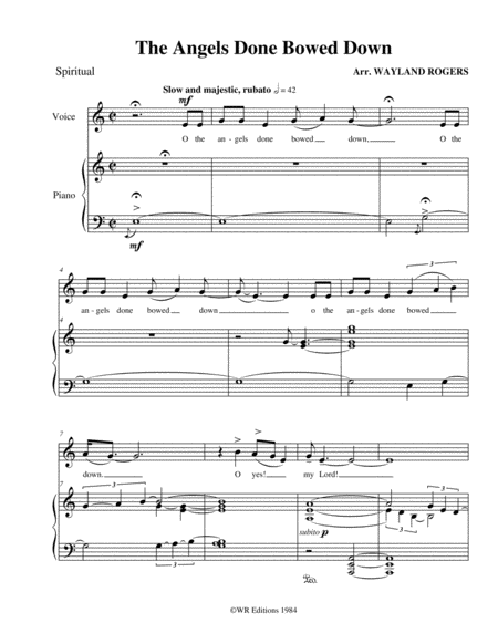 Oh The Angels Done Bowed Down Five Negro Spirituals Sheet Music