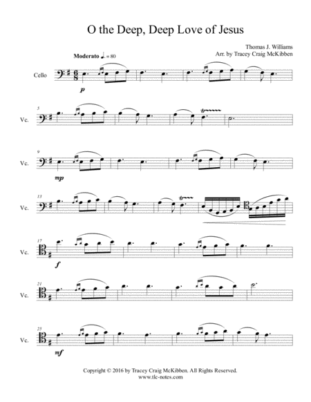 Oh The Deep Deep Love Of Jesus For Cello Solo Sheet Music