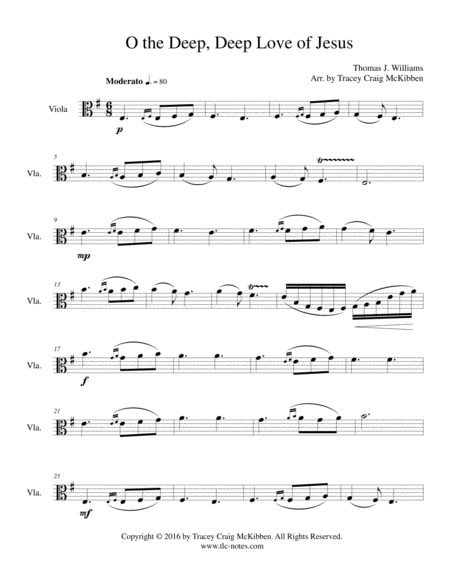 Oh The Deep Deep Love Of Jesus For Viola Solo Sheet Music