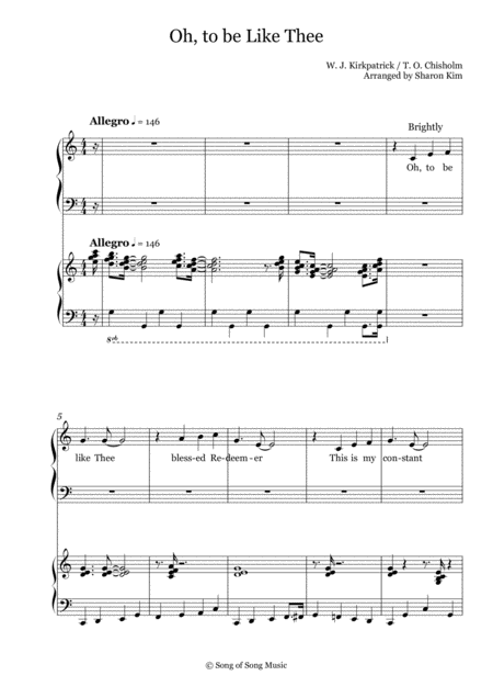 Free Sheet Music Oh To Be Like Thee 2 Part Voices