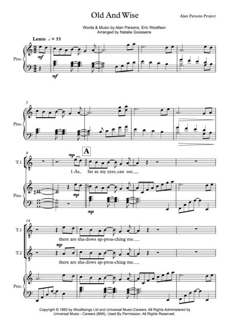 Free Sheet Music Old And Wise Ttb Choir With Piano And Sax