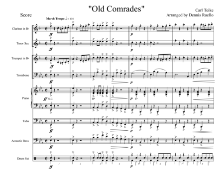 Old Comrades German Band Advanced Intermediate Sheet Music