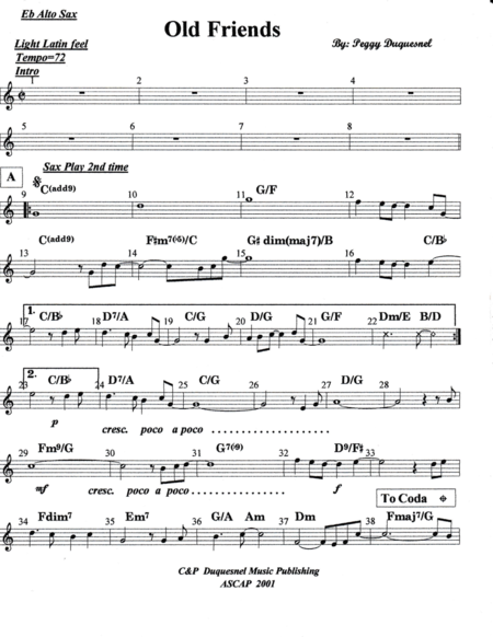 Old Friends Eb Part Sheet Music