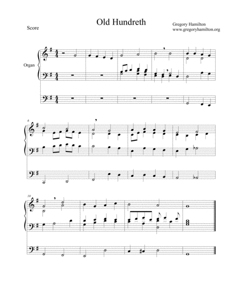 Free Sheet Music Old Hundreth Alternate Harmonization For Organ