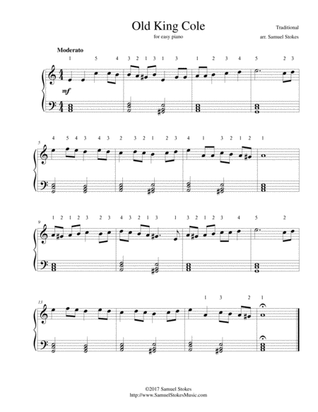 Free Sheet Music Old King Cole For Easy Piano