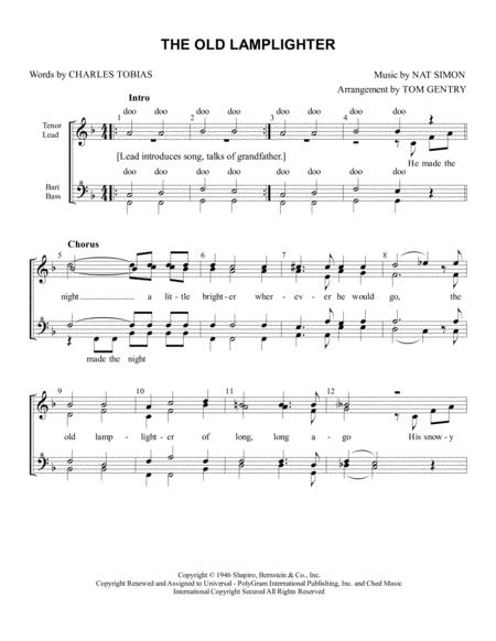 Old Lamplighter The Ssaa Sheet Music