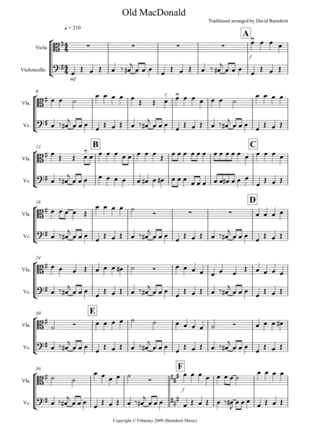 Old Macdonald For Viola And Cello Duet Sheet Music