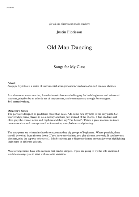 Free Sheet Music Old Man Dancing