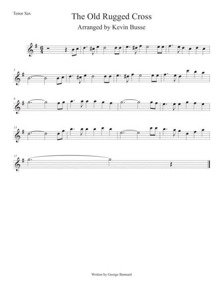 Free Sheet Music Old Rugged Cross Tenor Sax