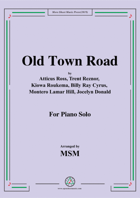 Old Town Road For Piano Solo Sheet Music