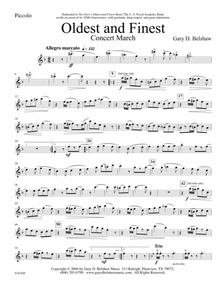 Free Sheet Music Oldest And Finest Concert March Parts