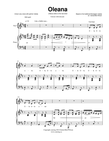 Oleana Sheet Music