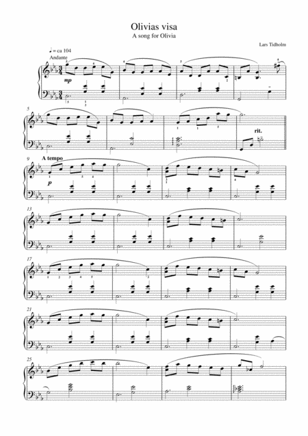 Free Sheet Music Olivias Visa A Song For Olivia