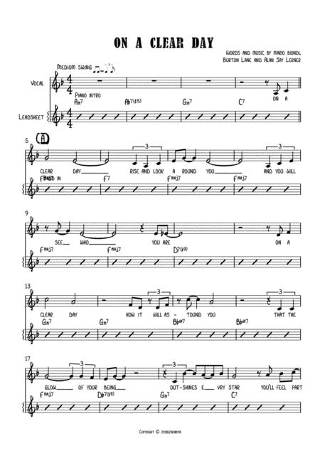 Free Sheet Music On A Clear Day Mario Biondi Vocal Leadsheet