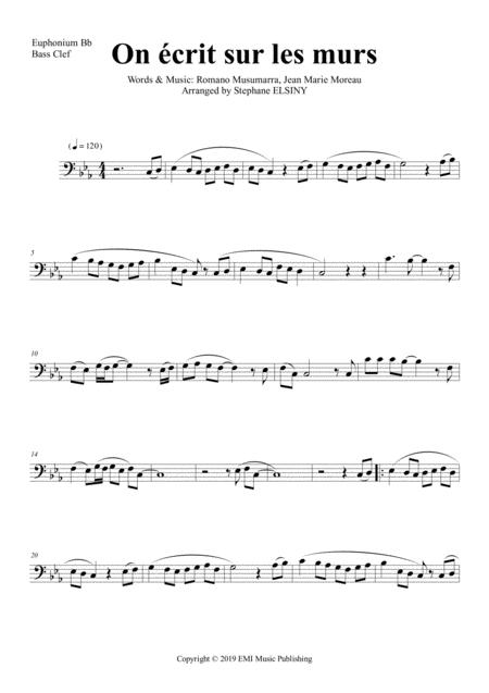 Free Sheet Music On Crit Sur Les Murs Karaok For Euphonium Bb Bass Clef