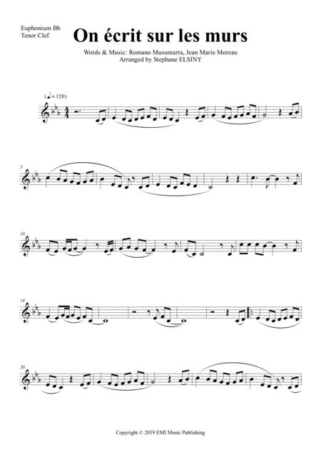 Free Sheet Music On Crit Sur Les Murs Karaok For Euphonium Bb Tenor Clef