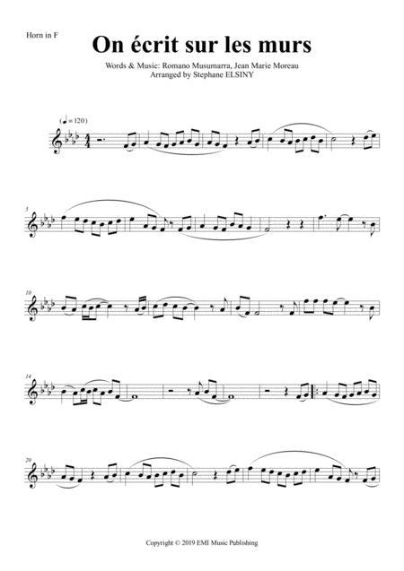 Free Sheet Music On Crit Sur Les Murs Karaok For Horn In F