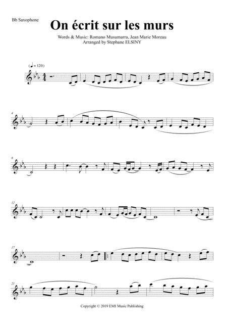 Free Sheet Music On Crit Sur Les Murs Karaok For Saxophone Bb