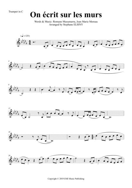 Free Sheet Music On Crit Sur Les Murs Karaok For Trumpet In C