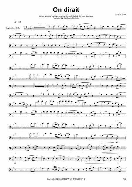 Free Sheet Music On Dirait Amir Karaok For Euphonium Bass Clef