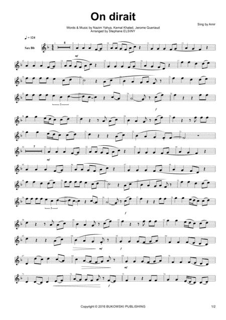 On Dirait Amir Karaok For Saxophone Bb Sheet Music