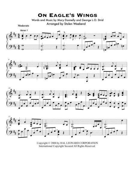 On Eagles Wings Piano Solo Prayer Meditation Accompaniment 4 Verses Intermediate Sheet Music