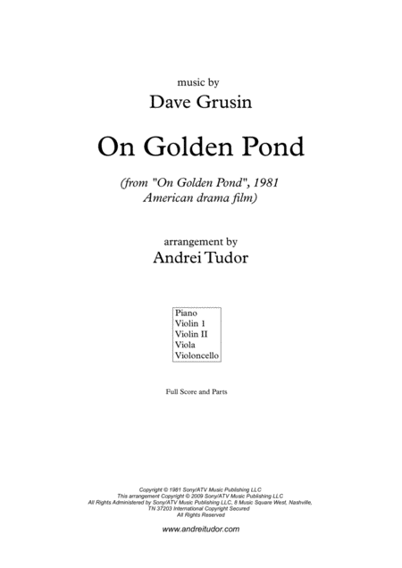 On Golden Pond From On Golden Pond Sheet Music