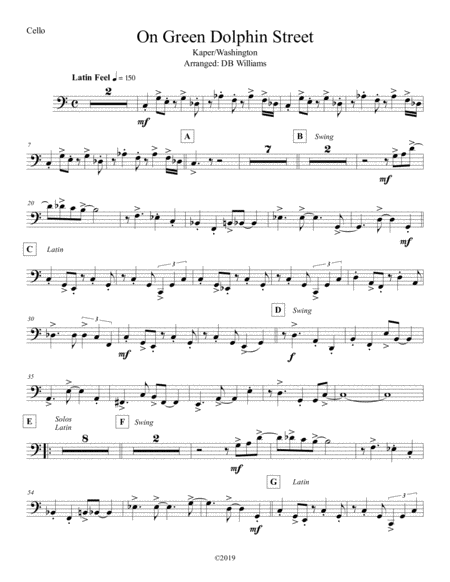 On Green Dolphin Street Cello Sheet Music