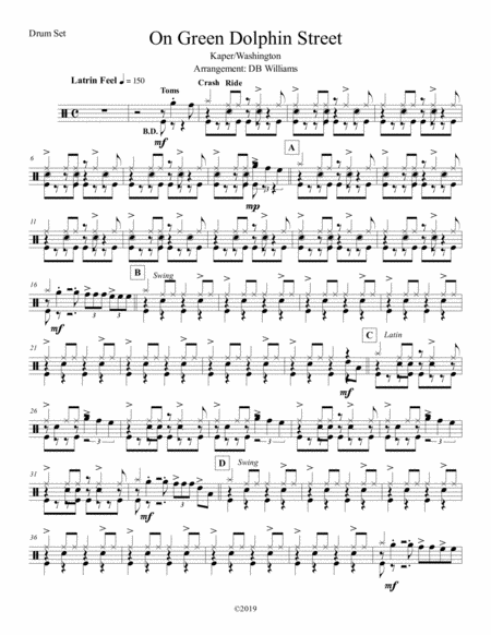 On Green Dolphin Street Strings Drum Set Sheet Music