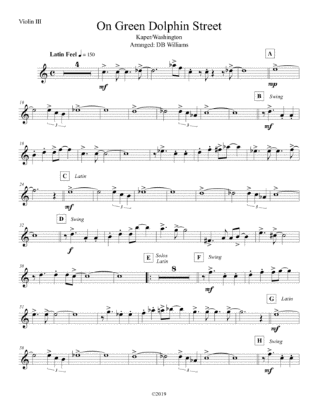 On Green Dolphin Street Violin 3 Sheet Music