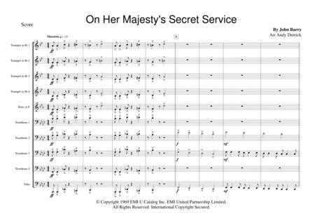 On Her Majesty Secret Service For 10 Piece Brass Ensemble Sheet Music