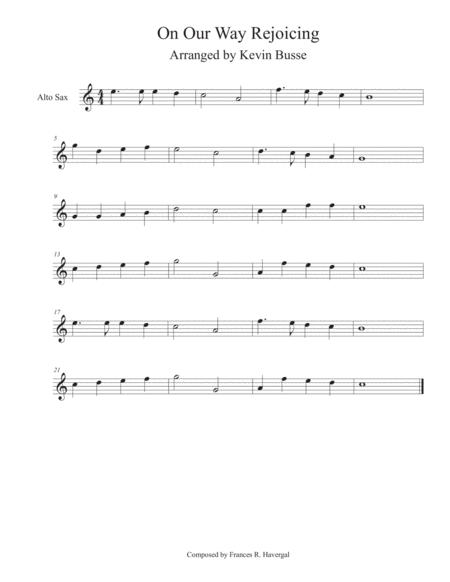 Free Sheet Music On Our Way Rejoicing Easy Key Of C Alto Sax