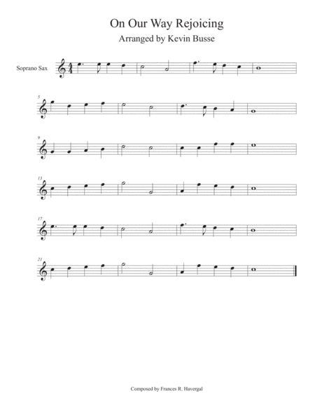 Free Sheet Music On Our Way Rejoicing Easy Key Of C Soprano Sax