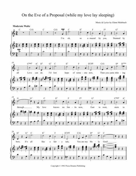 Free Sheet Music On The Eve Of A Proposal While My Love May Sleeping