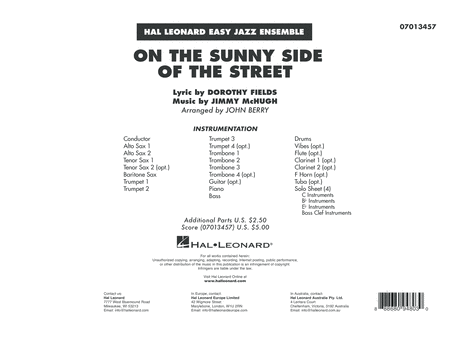 On The Sunny Side Of The Street Arr John Berry Conductor Score Full Score Sheet Music