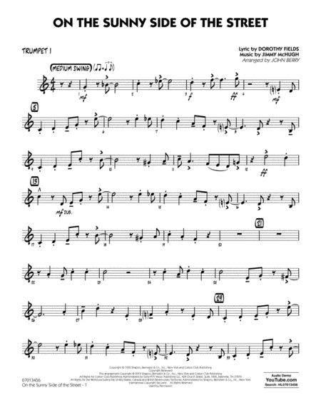 On The Sunny Side Of The Street Arr John Berry Trumpet 1 Sheet Music