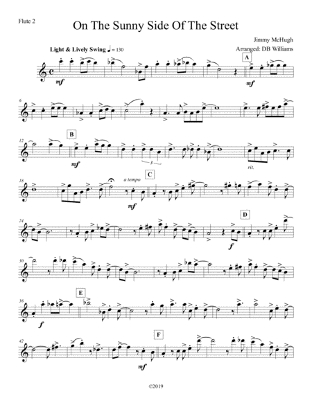 Free Sheet Music On The Sunny Side Of The Street Flute 2