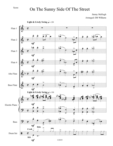 On The Sunny Side Of The Street Flute Choir Sheet Music