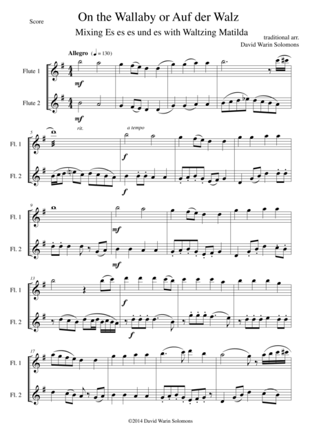 On The Wallaby Or Auf Der Walz For Two Flutes Sheet Music