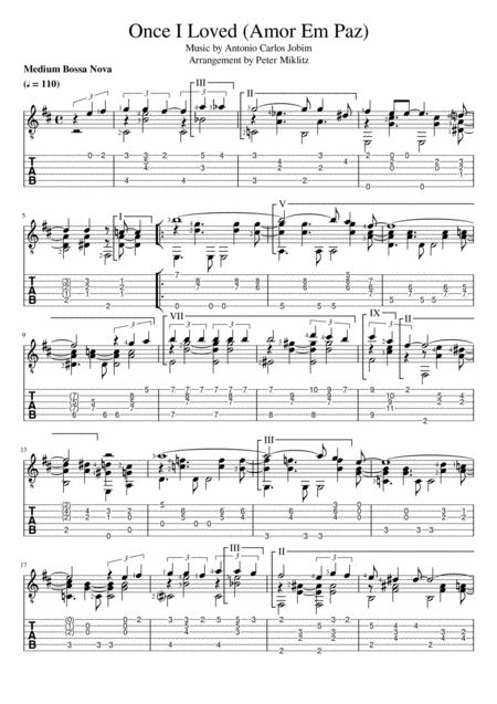 Once I Loved Amor Em Paz In Standard Notation And Tab Sheet Music