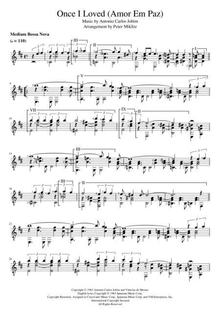 Free Sheet Music Once I Loved Amor Em Paz