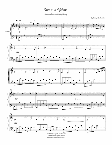 Once In A Lifetime Sheet Music